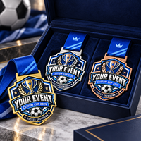 Médaille de football personnalisée, trophée, médaille avec ruban et logo personnalisés, médaille de championnat sportif, fabricant de médailles OEM ODM