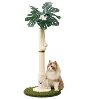 Poteaux à gratter pour chat en bois avec corde en sisal et jouet pour chat en forme de balle suspendue, arbre à chat d'intérieur de luxe