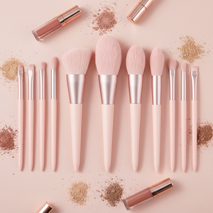ชุดแปรงแต่งหน้าสีชมพู 11 ชิ้น พร้อมโลโก้สั่งทำ ขนแปรงสังเคราะห์นุ่ม สำหรับแป้งรองพื้น บลัชออน ชุดเครื่องสำอางแบรนด์ส่วนตัว - Product Image 2