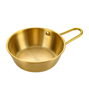 Gold Stainless Steel Rice Wine Bowl With Handle Small Condiment Bowl For Korean Restaurant Home Use Durable Solid Color - Product Image 1