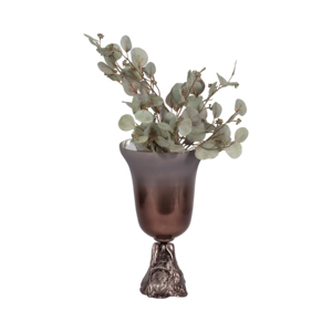 Vaso in Vetro Bicolore a Forma di Calice con Base Scultorea, Vaso Decorativo Moderno per Soggiorno - Product Image 2