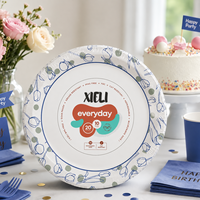 Plato Biodegradable Resistente al Agua y al Aceite XIELI Hecho en Indonesia con Diseño Floral para Uso Diario y Fiestas
