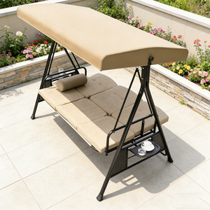 Sedia a Dondolo Moderna in Metallo per Esterni con Cuscini Impermeabili - Design a Doppio Dondolo per Cortile di Villa e Terrazza - 3 Posti - Product Image 3