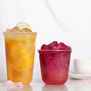 Vaso de Plástico Desechable de Pared Simple Transparente con Logotipo Personalizado, en Forma de U, para Té de Burbujas Boba, con Tapa, 360 ml, 500 ml, 700 ml - Product Image 1