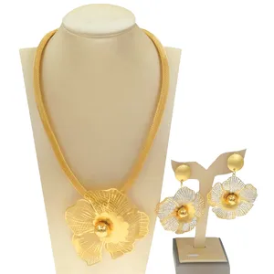 Yulaili بالجملة 18 قيراط دبي الذهب طقم مجوهرات حساسة أوراق على شكل الزفاف طقم مجوهرات s للمرأة الزفاف
