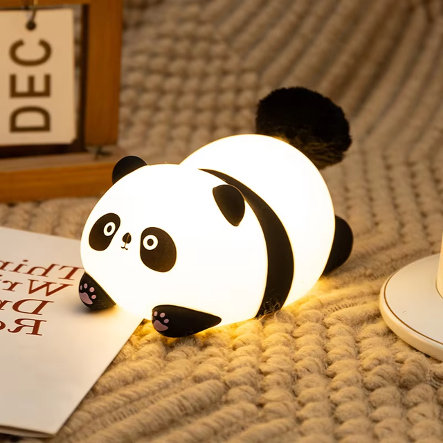 Cute Hairy Panda LED Night Light With 1200mAh Battery Beside Night Lamp for Kids Use Table Lamps for Home Decoration