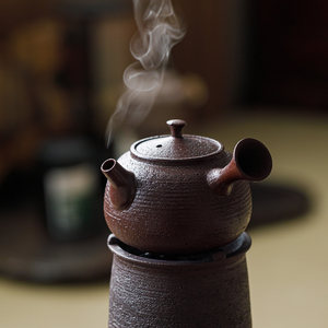 Réchaud à charbon en poterie rustique avec poignée latérale, pour service à thé, portable, pour camping en extérieur, foyer de chauffage pour thé - Product Image 4