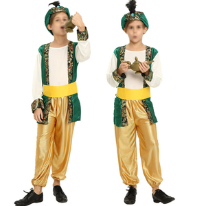 Carnaval Halloween verde musulmán Dubai jefe padre-hijo adulto hombre Medio Oriente Cosplay Rey Árabe Príncipe disfraz - Product Image 5
