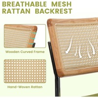 Ensemble de 4 chaises de salle à manger modernes Cesca Cane, dossier en rotin tissé à la main, pieds en métal, assise rembourrée en polyester, respectueuses de l'environnement
