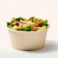 Gepersonaliseerde wegwerp ronde bedrukte logo eco-vriendelijke biologisch afbreekbare salade fruit kraft papieren kom met deksel WELM merk