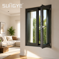 Fenêtre à battant en aluminium à rupture de pont thermique SUNGYE, ouverture vers l'intérieur, isolation phonique, verre isolant, design moderne pour maison et bureau – Vente chaude