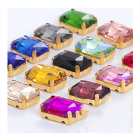 Strass en cristal pour vêtements de mariage, usine, rectangulaires de haute qualité avec griffe en or, 50 pièces