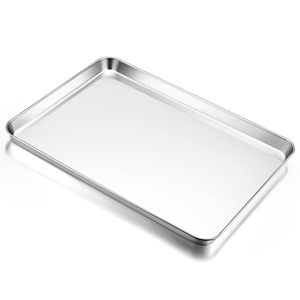 Teglia da Forno Grande in Acciaio Inossidabile, <span class=keywords><strong>Vassoio</strong></span> in Metallo Non Tossico per Biscotti, Piatti e Teglie da Forno Sicuri per la Cottura - Product Image 1