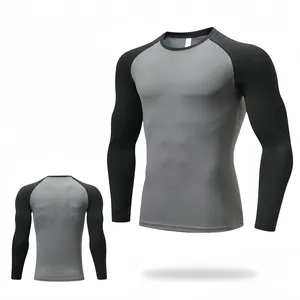 Впитывающая влагу компрессионная футболка с длинным рукавом для мужчин идеально подходит для бега и тренировок в тренажерном зале