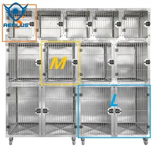 Little Pet Cage for Vet Drainage Animal Cages Veterinary Combinate with Double Open Door Animal Veterinary Combination Cages