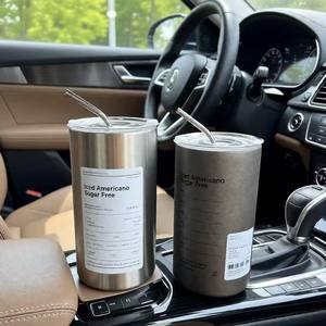 Gobelet isotherme en acier inoxydable 600 ml, grande capacité, avec paille, pour les voyages et les cadeaux - Product Image 5