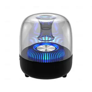 F7 Mini Led Licht Transparant Glas Draadloze Speaker Lantaarn Auto 3D Surround Sound Met Ingebouwde Microfoon Luidspreker