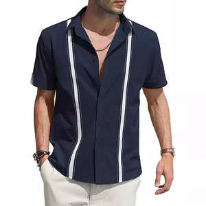 Camicia Estiva da Uomo in Lino con Design Cubano Shagua <span class=keywords><strong>Abella</strong></span>, Maniche Corte a Blocchi di Colore, Stile Casual con Colletto per Primavera - Product Image 4