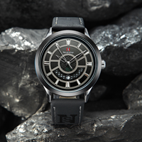 Montre-bracelet pour homme NS Never Stop N950, décontractée, sportive, bracelet en cuir, quartz, luxe, mode, résistante à l'eau 30M