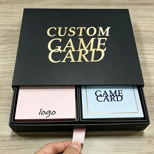 Boîte cadeau noire personnalisée avec logo doré pour deux jeux de cartes, jeu de cartes personnalisé imprimé - Product Image 1