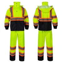 Blouson d'hiver 3-en-1 haute visibilité Pioneer pour homme, en toile, imperméable, avec fermeture éclair, style vêtement de travail, ANSI Classe 1, noir
