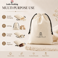 Pochette en toile de coton écologique avec cordon de serrage, logo personnalisé imprimé, vente en gros, emballage cadeau pour bijoux, sac de rangement pour boucles d'oreilles, bagues, bracelets