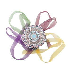 Tambourin à motif floral de Dunhuang en gros avec rubans en organza colorés, instrument de percussion Orff, accessoire de danse de style chinois - Product Image 1