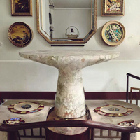 Table d'angle de salon Art Déco moderne de luxe avec bordure en feuille d'or