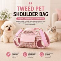 Sac de transport pour animaux de compagnie en tweed de luxe, sac bandoulière pour chien, sangle rembourrée réglable, sac de voyage mains libres pour petits chiens et chats