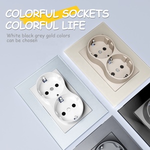 Placa de vidrio templado de alta calidad, enchufe eléctrico de Alemania, enchufe doble Schuko, 250V ~ 16A con certificados CE Rohs - Product Image 2