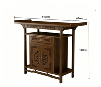 Mesa de Altar de Bambú Natural de Estilo Chino Moderno con Cajón y Gabinete de Doble Puerta para el Santuario del Buda en el Hogar y la Entrada