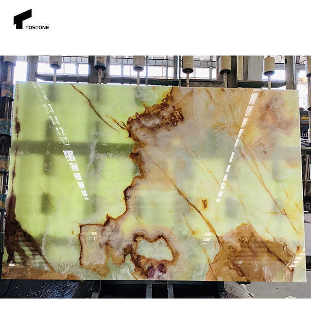 Tostone 20mm Green Natural Onyx Slabs for Upscale Outdoor Bedroom Bathroom Wall Table Bathtub Countertops Living Room Decoration