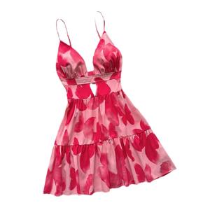 2026 for Women's European American Summer Breathable Splice <b>Swing</b> Dress Sexy Sleeveless Spaghetti Strap Elastic Waist - Product Image 3