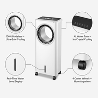 Ventilateur oscillant sans pales professionnel, mobile, sur pied, à commande numérique, couleur blanche, contrôlé par application, 3 vitesses, pour chambre à coucher
