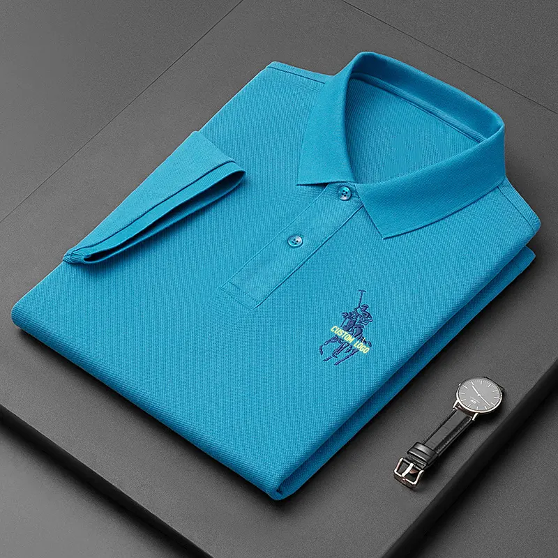 New Design Custom Embroidered Logo 95% Cotton 5%spandex Man Golf Business Uniform Solid Color Polo Shirt