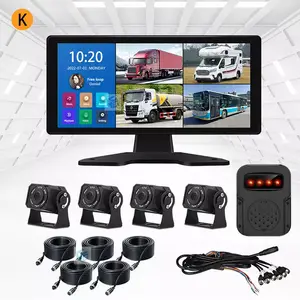 10.1 polegada Sistema de Monitoramento Invertendo Truck Monitor MP5 Touch Screen 4ch 1080p Câmera 15m Cabo Câmera Dash Cam Segurança para carros