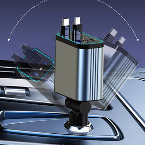 Cargador de coche de carga rápida 4 en 1 Pantalla <span class=keywords><strong>digital</strong></span> LED Retráctil 2 cables Tipo C Cargador de coche portátil para <span class=keywords><strong>IPhone</strong></span> 16 - Product Image 1