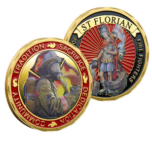 Moneta Commemorativa in Metallo di San Floriano Vigilante dei Pompieri, Souvenir a Tema Tradizione e Dedizione - Product Image 1