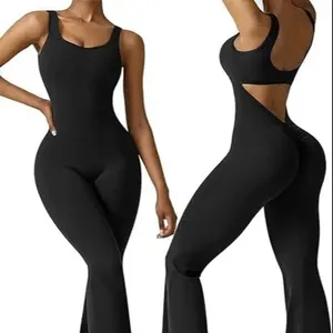 Combinaison évasée sans manches pour femme gilet dos nu sexy combinaison de yoga de levage serré