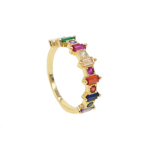 rainbow Cubic Zirconia <strong>Ring</strong> <strong>Gold</strong> Plated 2023 New Arrived Finger <strong>Cocktail</strong> Fashion Jewelry <strong>Rings</strong> - Product Image 3