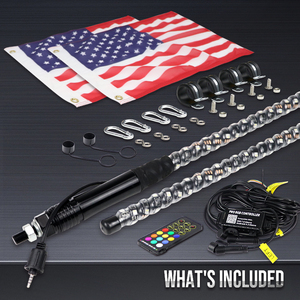 Lampes LED Whip RGB+W Pure White de 2 à 6 pieds avec application et télécommande pour SXS UTV ATV Polaris RZR <span class=keywords><strong>Canam</strong></span> X3 Maverick Jeep 4X4 - Product Image 2
