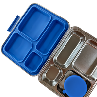Boîte à lunch bento en acier inoxydable 1240 ml grande capacité 4 compartiments anti-fuite récipient alimentaire en métal pour adultes, bureau et école