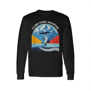 Camiseta de manga larga unisex para adultos con estampado digital de cuello redondo, diseño musical de Climb Every Mountain Alps y el Sonido de la Música del Teatro - Product Image 2