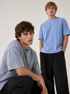 T-shirt pour homme surdimensionné 100% coton respirant à manches courtes col rond décontracté streetwear d'été - Product Image 4