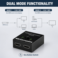 Commutateur HDMI bidirectionnel 4K 3D 2 entrées 1 sortie, répartiteur HDMI 1 entrée 2 sorties pour Xbox PS5 Lecteur Blu-Ray Fire Stick HDTV