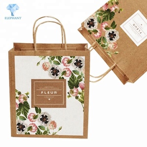 Custom Design Full Color Printed Kraft Paper <b>Gift</b> Packing Flower Paper Bag - Product Image 5