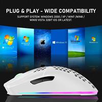 Souris de jeu sans fil légère Xunfox XYH80, rechargeable, éclairage RVB, ergonomique, optique, en nid d'abeille, pour ordinateur