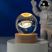 Lumière de boule de cristal unique du système solaire galactique 3D, lumière d'ambiance, lumière LED de nuit pour cadeau