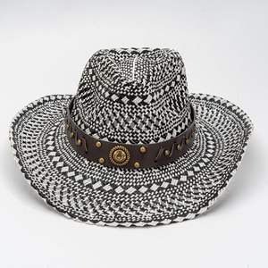 Sombrero de Jazz Retro de Estilo Étnico Más Vendido, Tejido de Paja Hueca con Borde Enrollado, con Papel Blanco y Negro de Alta Gama, Sombrero para Fiestas al Aire Libre - Product Image 2