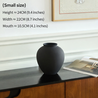 Vase en céramique noir à grande capacité, vase à fleurs vintage haut de gamme, ornements décoratifs, vases en céramique hydroponiques pour la décoration de la maison